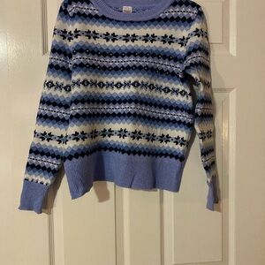 Holiday Time Blue and White Patterned Sweater